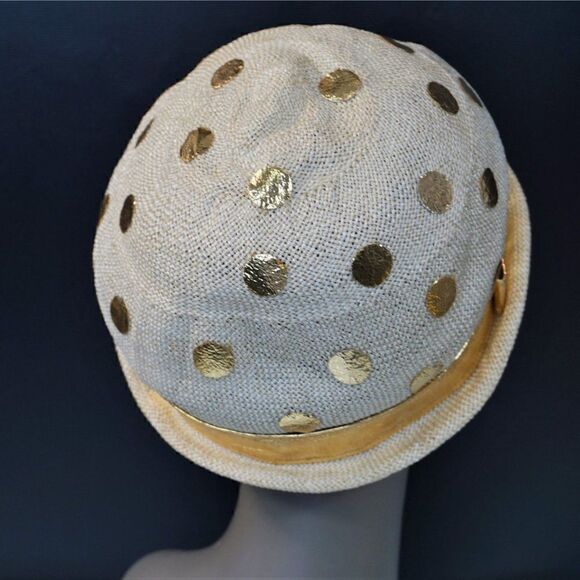 Bucket Hat Jami Exclusive Flapper Hat Mod Gold Polka Dot 1960 Union Label main image 8